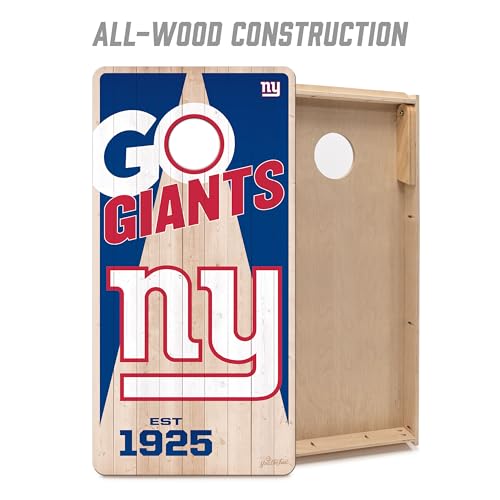 NFL Cornhole Game Set - 2' x 4' Wood with Logo Bags - New York Giants
