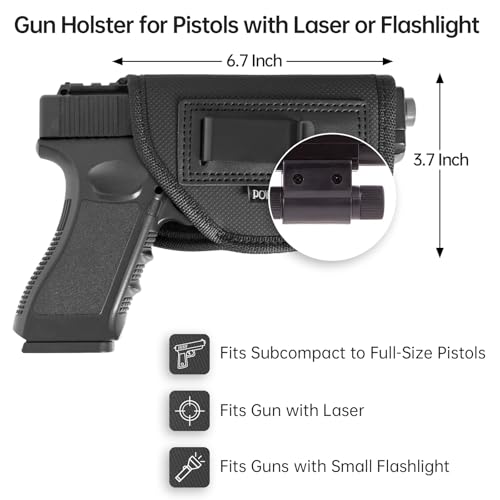 POYOLEE Black Right-Hand IWB Concealed Carry Gun Holster with Laser Light Fits Most Handguns