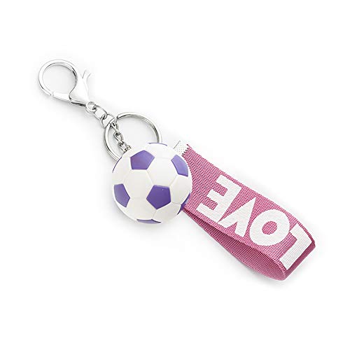 Football Keychain for Boys - Eco-Friendly Zinc Alloy - Rose Red
