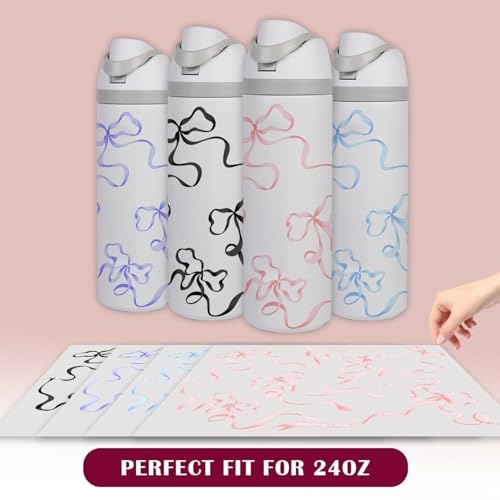Bow Stickers for 24oz Owala Water Bottles - Purple, Black, Pink, Blue