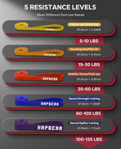 Pull Up Assistance Bands Set - 5 Colorful Resistance Bands (5-125LBS)