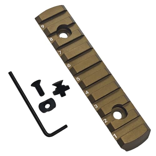 Picatinny Rail Section - 4in Aluminum Mount, 9-Slot, Tan
