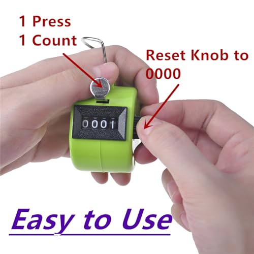 Handheld Tally Counter - 4 Digit Plastic Clicker, Green