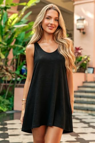 Womens Black Swimsuit Coverup Tank Dress - Large
