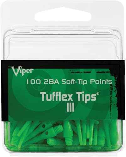 Soft Tip Dart Points - Tufflex III 2BA Thread - Green 100 Pack
