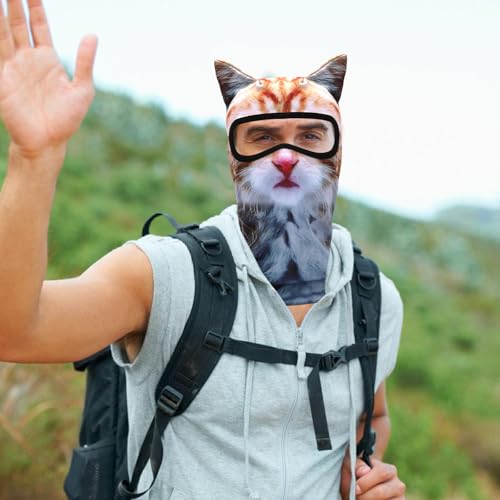 3D Cat Ski Mask Balaclava with Ears - One Size Yellow