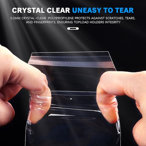 200 Count Resealable Toploader Sleeves - Clear Protectors for 35PT-75PT Toploaders