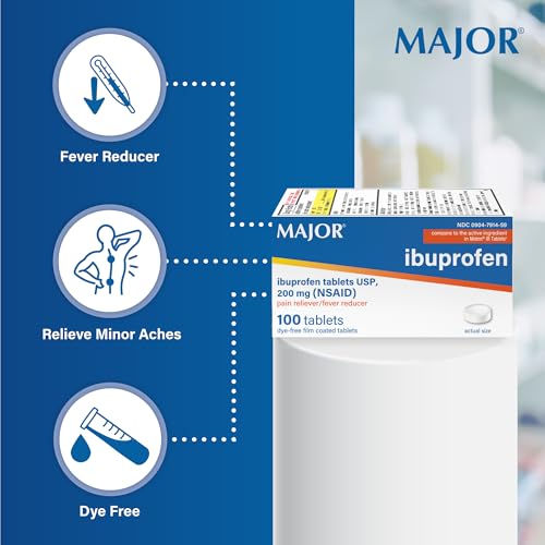 Ibuprofen Tablets 200 mg - Dye-Free Pain Relief - 100 Count