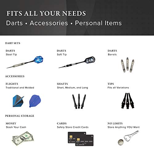 Casemaster Classic Blue Nylon Dart Case for 12 Darts & Accessories - Large Variation