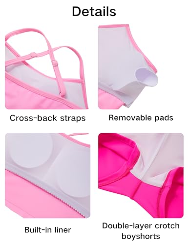 Adjustable Ruffled Bathing Suit Top & Boyshort Set - Pink, 15-16 Years