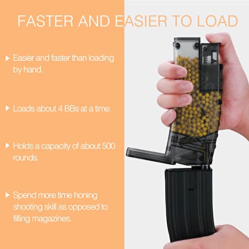6mm Airsoft Speed Loader - 500-Round Capacity, Black