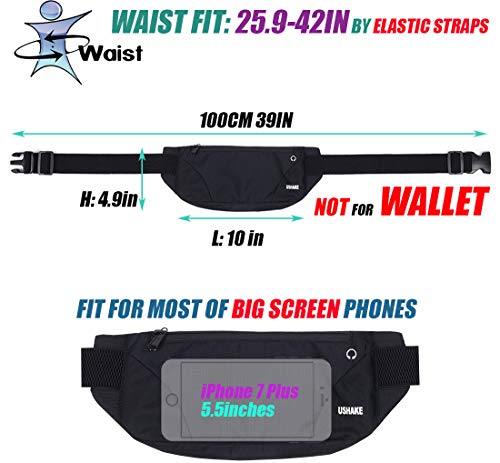 Running Belt for Men & Women - Lightweight Bounce-Free Waist Pouch - Black