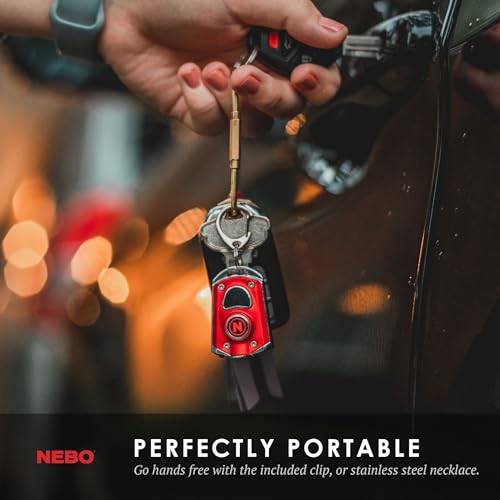 NEBO Mycro Rechargeable LED Keychain Light | Key Ring Flashlight Features 6 Light Modes,