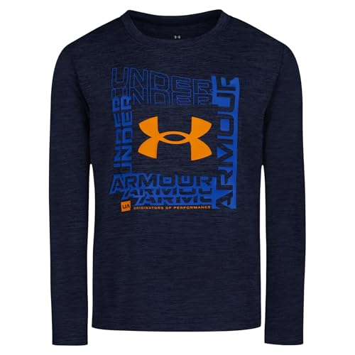 Under Armour Boys' Long Sleeve Logo Graphic T-Shirt - Midnight Frame Twist, Relaxed Fit