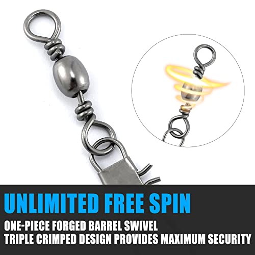 50 Pack Fishing Snap Swivels - #10 (26Lb) Stainless Steel Tackle