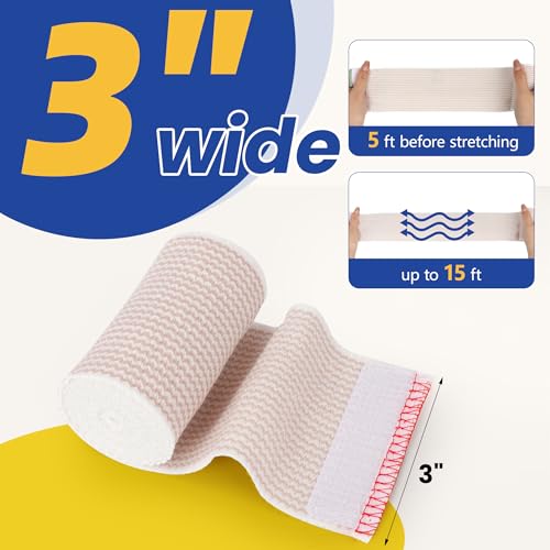 3" Elastic Compression Bandage Wrap - 4 Pack for Knee & Ankle