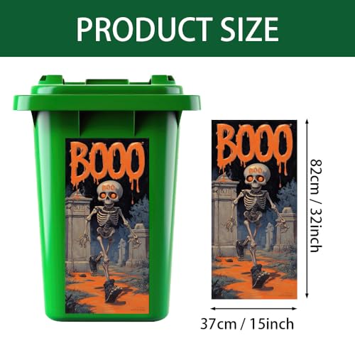 15x32 Inch Trash Can Stickers Ornaments and Christmas Tree with Snow Design Decorative Vinyl Peel and Stick Removable Art Decal for Indoor Outdoor Kitchen Bathroom Office Garbage Bin Wrap Cover