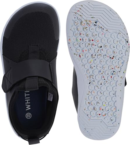 WHITIN Kid Wide Barefoot Sneakers - Boys & Girls Elastic Opening, Black Multi, W8K3, 3 Wide Big Kid
