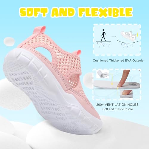 Kids Water Shoes - Toddler Barefoot Aqua Socks for Swim Pool Beach Pink 6 Pack