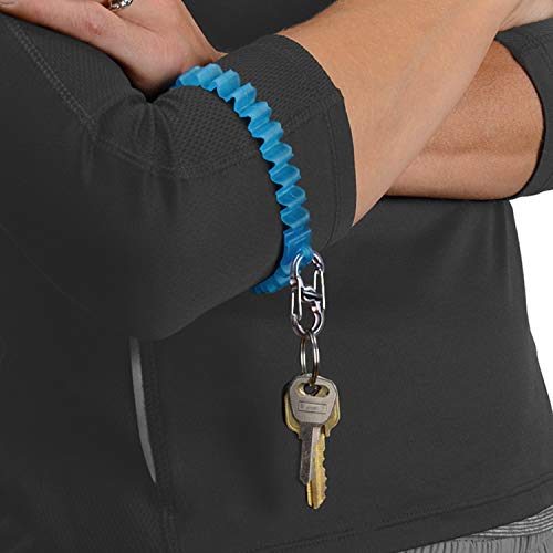 Stretch Wristband Key Chain with S-Biner Clip - Blue