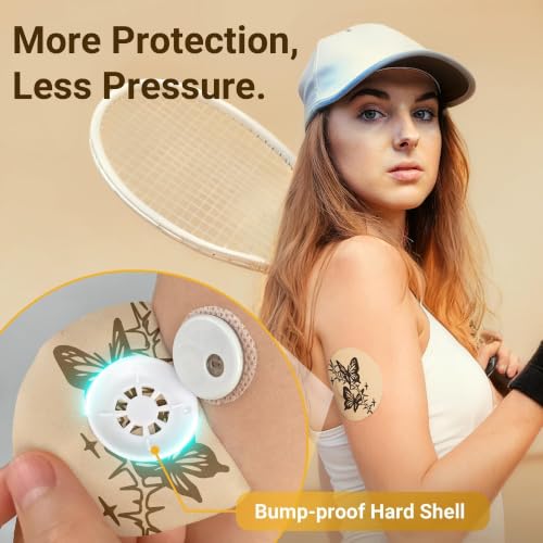 Amolyfe Tattoo Rose Waterproof Sensor Covers for Libre 3 & Plus, 20 Pack - Skin-Like Bump-Proof Hard Cap for Seamless, Secure Fit