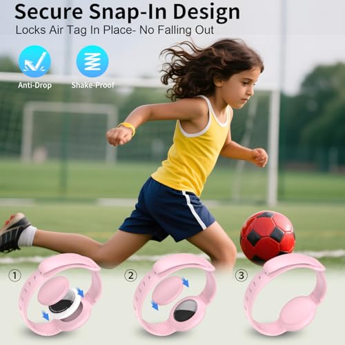 AirTag Bracelet for Kids - 2-Pack Soft Adjustable Wristband - Black/Deep Blue