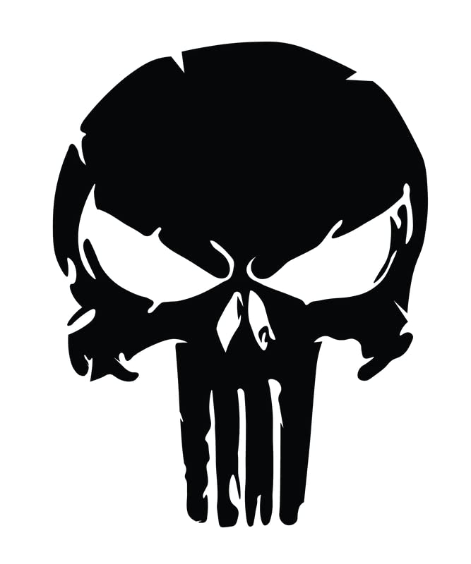 5-Inch Black Skull Decal Stickers - 2 Pack, USA Made
