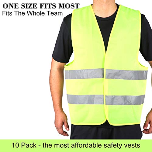 DUSKCOVE 20 Pack High Visibility Safety Vest for Traffic Work, Running, Surveyor and Security Guard - Construction Vest with 2 Reflective Strips, Made from Breathable Neon Yellow Mesh Fabric