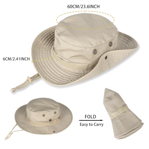 Bucket Hat for Men & Women - UPF Protection Wide Brim - Khaki