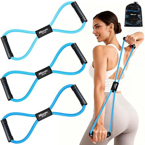HOXWC Blue Figure 8 Resistance Bands Exercise Set for Strength Training & Physical Therapy