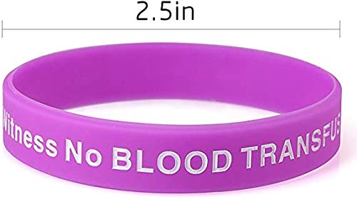 No Blood Medical Alert Silicone Wristbands - 5 Pack, Rainbow Colors