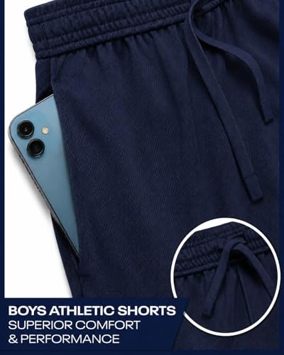 Reebok Boys Breathable Mesh Athletic Shorts 10-12 Navy White Panel 1 or 2 Pack