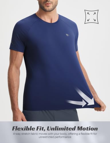 baleaf Men’s Large Navy Ice Cooling Running Shirt - Short Sleeve Athletic Shirt