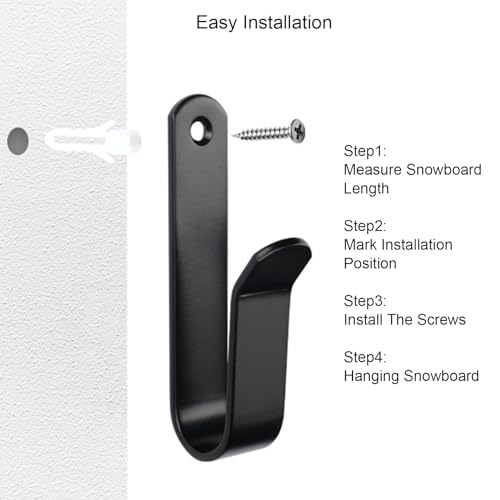 4 Pack Snowboard Wall Rack - Heavy Duty Storage Clips