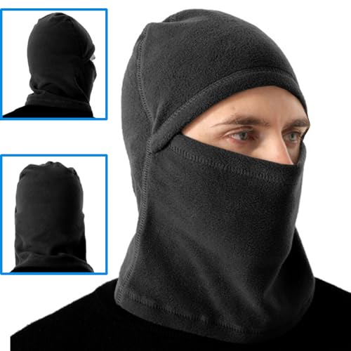 Winter Ski Balaclava Thermal Fleece Face Mask - Black & Grey, Medium