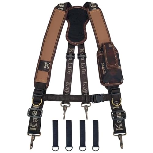 Tool Belt Suspenders for Men Tactical with Detachable Pouch and Premium Stitching ? Extra Belt Loops for Any Tool Belt, Heavy Duty Steel Hooks, Comfortable Padded Straps