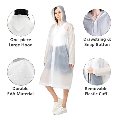 RUISHYY Colorful 5 Pack Reusable EVA Rain Ponchos for Adults Lightweight Waterproof Raincoat with Hood