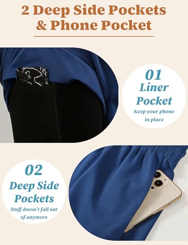 Buauty Men's Blue 7 Inch Swim Trunks with Compression Liner & Pockets - Quick Dry Board Shorts Large