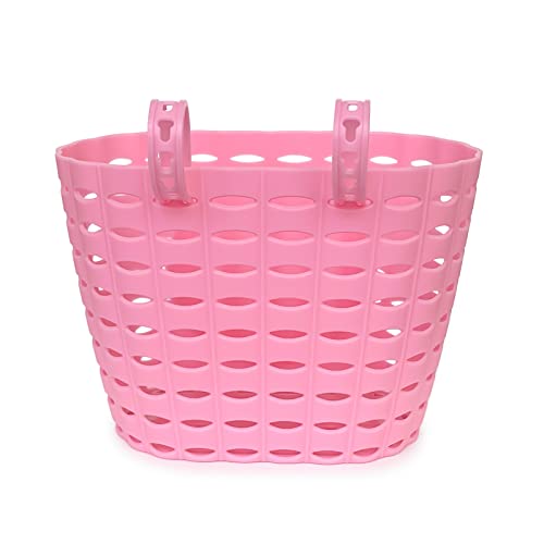 Child Bike Basket for Girls - Easy Install, Durable Plastic, Customizable Cartoon Stickers