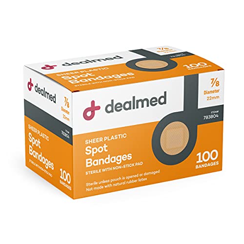 Sheer Spot Bandages - 7/8 Inch Small Round Sterile Strips - 100 Count
