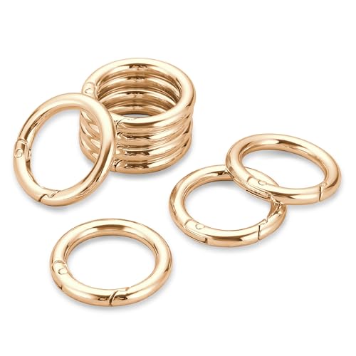1 Inch Key Ring Clip Set - 8 Round Carabiner Clips, Light Gold