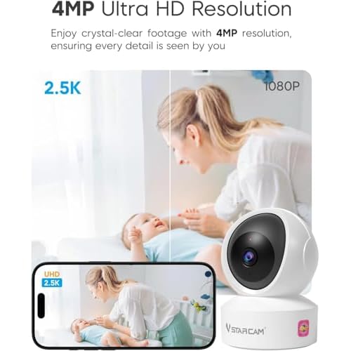 VSTARCAM 5G Security Camera Indoor, 4MP 2.5K Pet Camera with Speaker for Dog/Cat, Baby Monitor with Phone App, Dual-Band WiFi, Auto Tracking, IR Night Vision, 2-Way Talk, Cloud & SD Card Storage