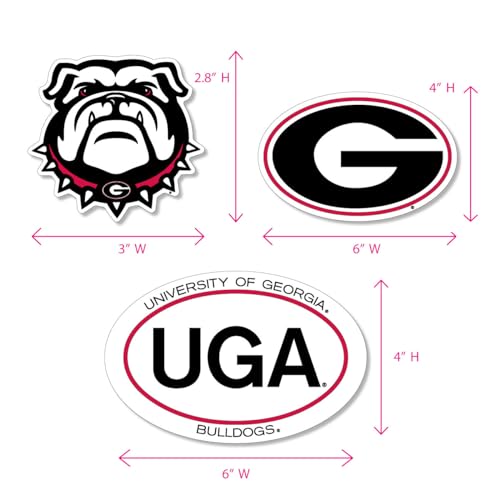 Georgia Bulldogs Auto Magnet Set - 3 Pack Durable Car Magnets