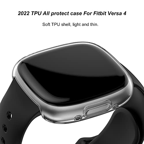 2-Pack TPU Protective Case with Screen Protector for Versa 4 & Sense 2 - Clear