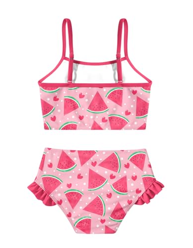 Mermaid Bikini Set for Girls - Ruffle Swimsuit, Watermelon, 5-6 Years