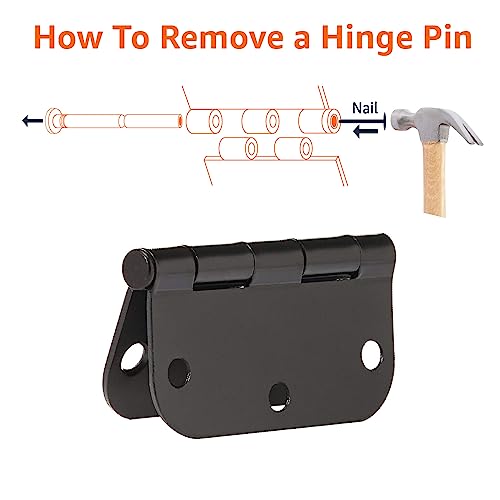 Amazon Basics Matte Black 3.5 x 3.5 Inch Door Hinges, 18-Pack with Screws