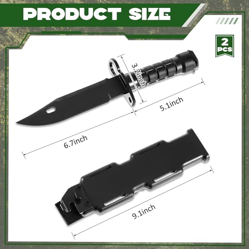 WinnerWhy 2 Pcs Rubber Training Knife Set with Sheaths - Black