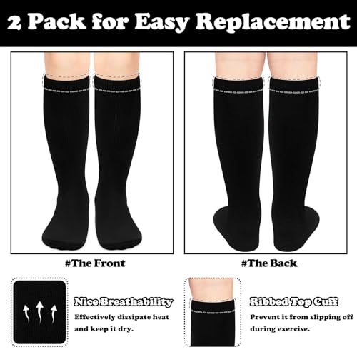 Knee High Toddler Soccer Socks - 2 Pack Black for Ages 3-6