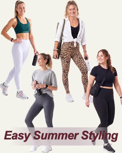High Waisted Leggings for Women - Tummy Control Yoga Pants with Pockets - 26 Inch / Small-Medium / A-White