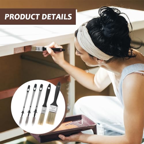 Small Paint Brush, 5pcs Trim Painting Tool, Touch Up Paint Brushes for Walls, Edge Painting Tool, Round Paint Brush for House Wall Corners Edges, Trim Paint Brushes